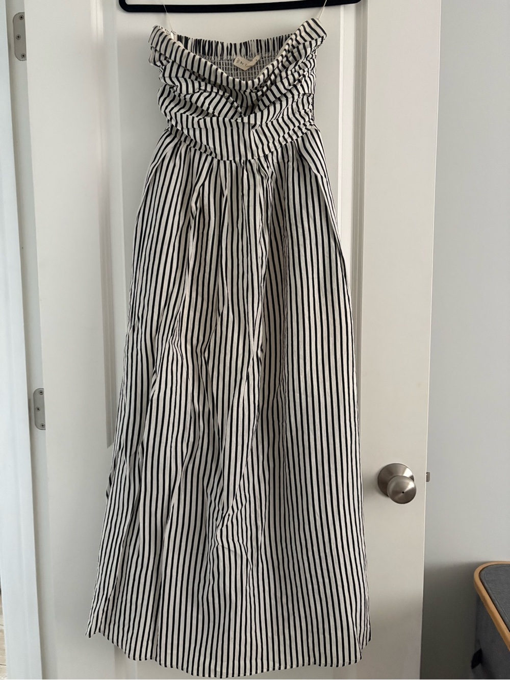 Black & White Striped Strapless Summer Maxi Dress